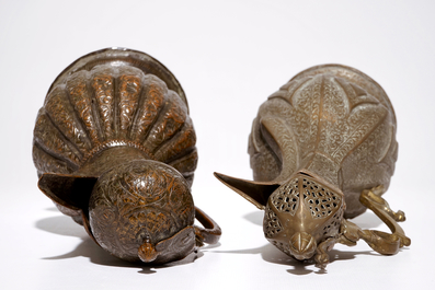 Two large engraved brass jugs, Iran and Central Asia, 17/18th C.