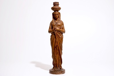 Een groot terracotta model van een kariatide, Frankrijk of Itali&euml;, 19e eeuw