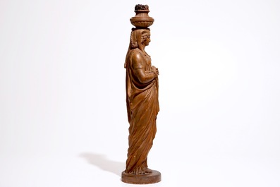 A tall terracotta model of a caryatid, France or Italy, 19th C.