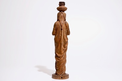Een groot terracotta model van een kariatide, Frankrijk of Itali&euml;, 19e eeuw