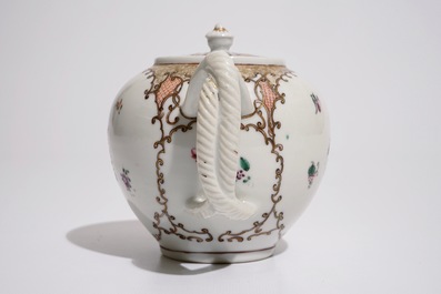 Une th&eacute;i&egrave;re en porcelaine de Chine famille rose d'exportation, Qianlong