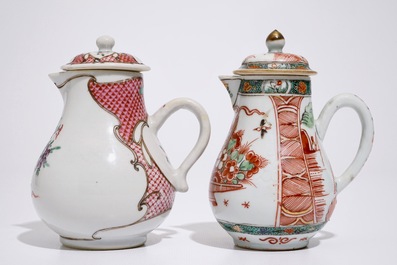 A Chinese Dutch-decorated Amsterdams bont and a famille rose milk jug and cover, Qianlong