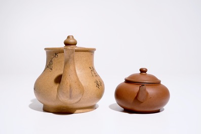 Two Chinese Yixing teapots and covers, 19th C.