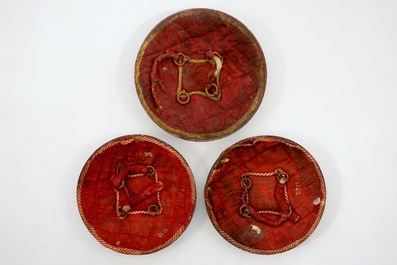 Three round damascened iron shields, Qajar, Iran, 18/19th C.