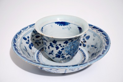 A rare blue and white French faience trembleuse, Nevers, 17th C.