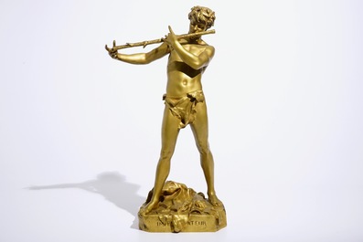 Felix Charpentier (France, 1858-1924): &ldquo;L&rsquo;improvisateur&quot;, a gold lacquered bronze figure