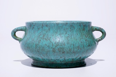 Een Chinese wierookbrander met robin's egg glazuur, Yongzheng merk, 19/20e eeuw