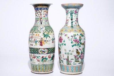 Two tall Chinese famille rose vases, 19th C.