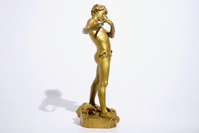 Felix Charpentier (France, 1858-1924): &ldquo;L&rsquo;improvisateur&quot;, a gold lacquered bronze figure