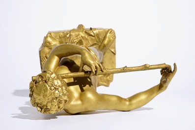 Felix Charpentier (France, 1858-1924): &ldquo;L&rsquo;improvisateur&quot;, a gold lacquered bronze figure