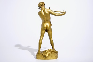 Felix Charpentier (Frankrijk, 1858-1924): &ldquo;L&rsquo;improvisateur&quot;, een goudkleurig gelakt bronzen beeld