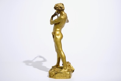 Felix Charpentier (France, 1858-1924): &ldquo;L&rsquo;improvisateur&quot;, a gold lacquered bronze figure