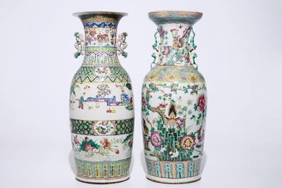 Two tall Chinese famille rose vases, 19th C.