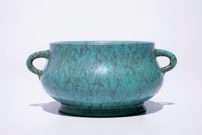 Een Chinese wierookbrander met robin's egg glazuur, Yongzheng merk, 19/20e eeuw