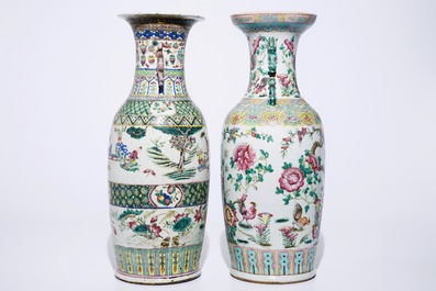 Two tall Chinese famille rose vases, 19th C.