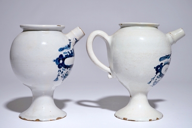 A pair of Dutch Delft blue and white wet drug jars, 18th C.