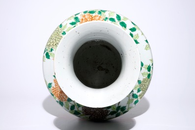 A large Chinese famille verte hu-shaped &quot;Dragon&quot; vase, 19th C.