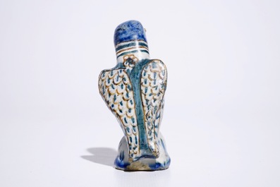 A polychrome Dutch Delft model of a parrot, 18th C.