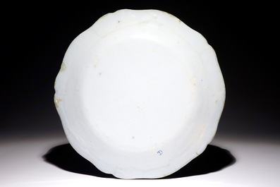 A large French faience Delft style dish, Saint Amand, 18th C.