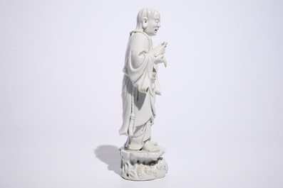 A Chinese Dehua blanc de Chine model of Liu Hai and the toad, mark of Xie Bamboo, early 19th C.