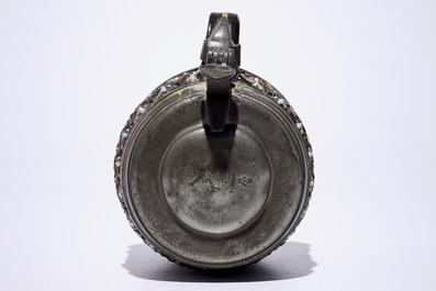 A Creussen German stoneware pewter-mounted mug, 17th C.