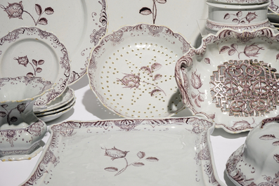 An extremely rare manganese Dutch Delft 48-piece service, 18th C.