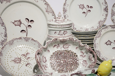 An extremely rare manganese Dutch Delft 48-piece service, 18th C.