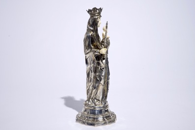A Madonna with child in ivory and silver, The Netherlands, ca. 1900