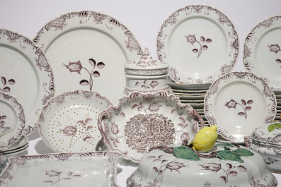 An extremely rare manganese Dutch Delft 48-piece service, 18th C.