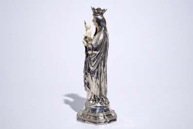 A Madonna with child in ivory and silver, The Netherlands, ca. 1900