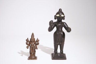 Twee bronzen figuren, India of Nepal, 18/19e eeuw