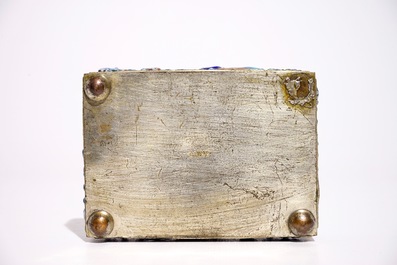 A Chinese enameled silver box and cover and five bracelets, 19th C.