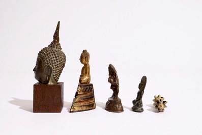 A collection of small bronze figures, India, Nepal, Tibet, Japan, 18/20th C.