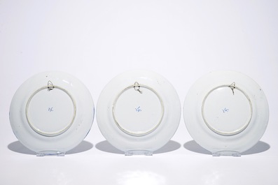 A complete series of twelve Dutch Delft blue and white month plates, Makkum, late 19th C.
