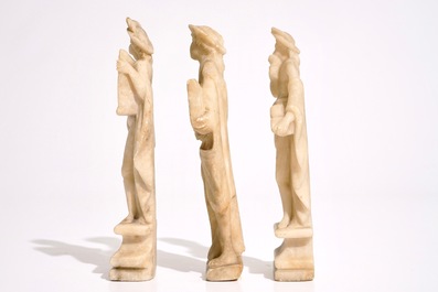 Three Italian carved alabaster figures, 18th C.