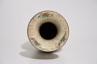 A Chinese famille rose on crackle ground vase, 19th C.