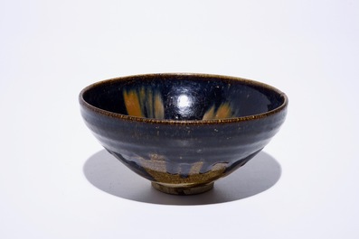 A Chinese Jian black and brown splashed bowl, Song