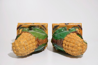 A pair of large Chinese sancai-glazed models of temple lions in Ming style, 20th C.