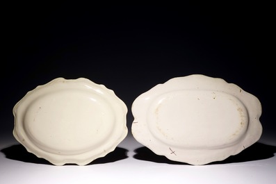 Two large oval white Delft serving dishes, 2nd half 18th C.