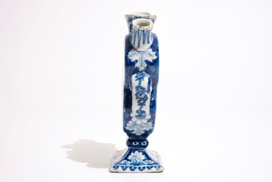 A Dutch Delft blue and white heart-shaped tulip vase, 18th C.