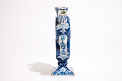 A Dutch Delft blue and white heart-shaped tulip vase, 18th C.