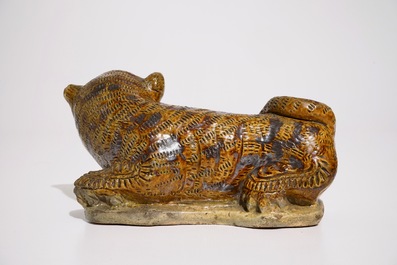 A Chinese glazed stoneware model of a tiger, probably Ming