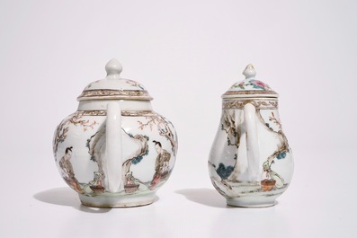 A fine Chinese famille rose teapot and matching milk jug, Yongzheng
