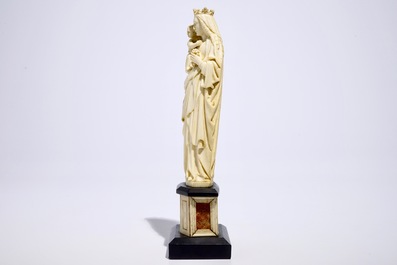 An ivory model of a Madonna with child, Dieppe, France, 19th C.