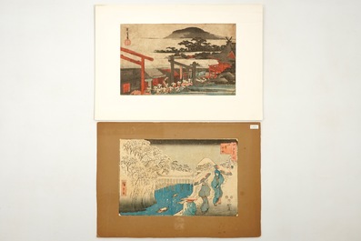 Un ensemble de treize estampes japonaises