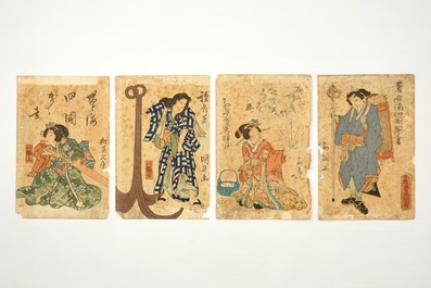 A collection of thirteen Japanese woodblock prints