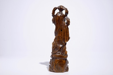 A Flemish carved boxwood figure of Madonna, Antwerp, 16/17th C.
