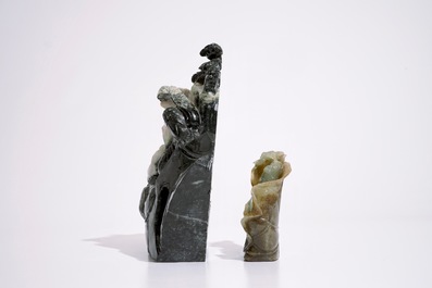 Cinq groupes en jad&eacute;ite sculpt&eacute;e, Chine, 20&egrave;me