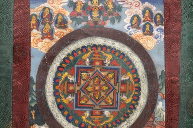 Three various thangka, Tibet or Nepal, 19/20th C.
