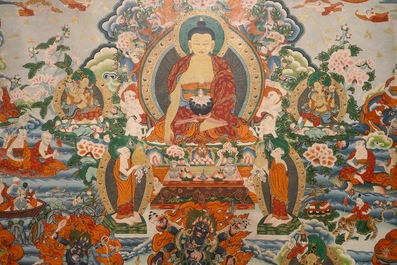 Een grote thangka, Tibet of Nepal, 19/20e eeuw